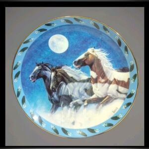 Horse Plate THUNDER MAKERS Spirited Visions Diana Beach Native American Moon